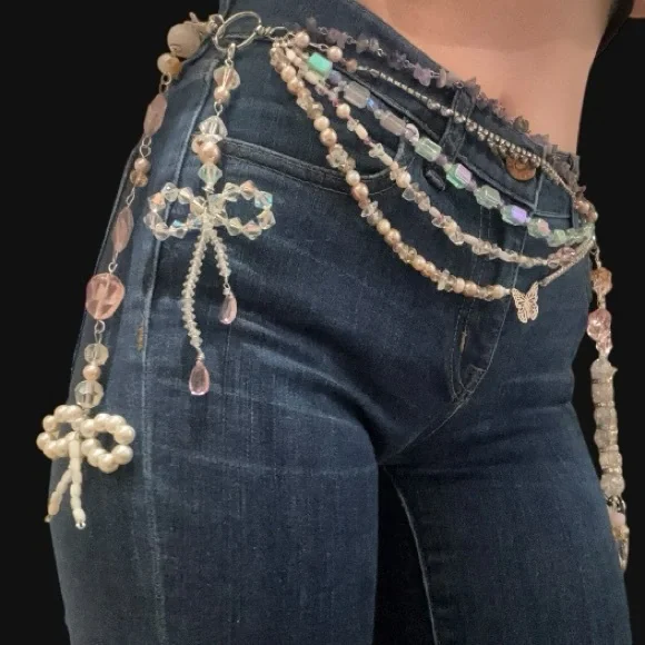 One-of-a-Kind Handmade Upcycled Chain Belt – Fairycore / Ballerina / Y2K